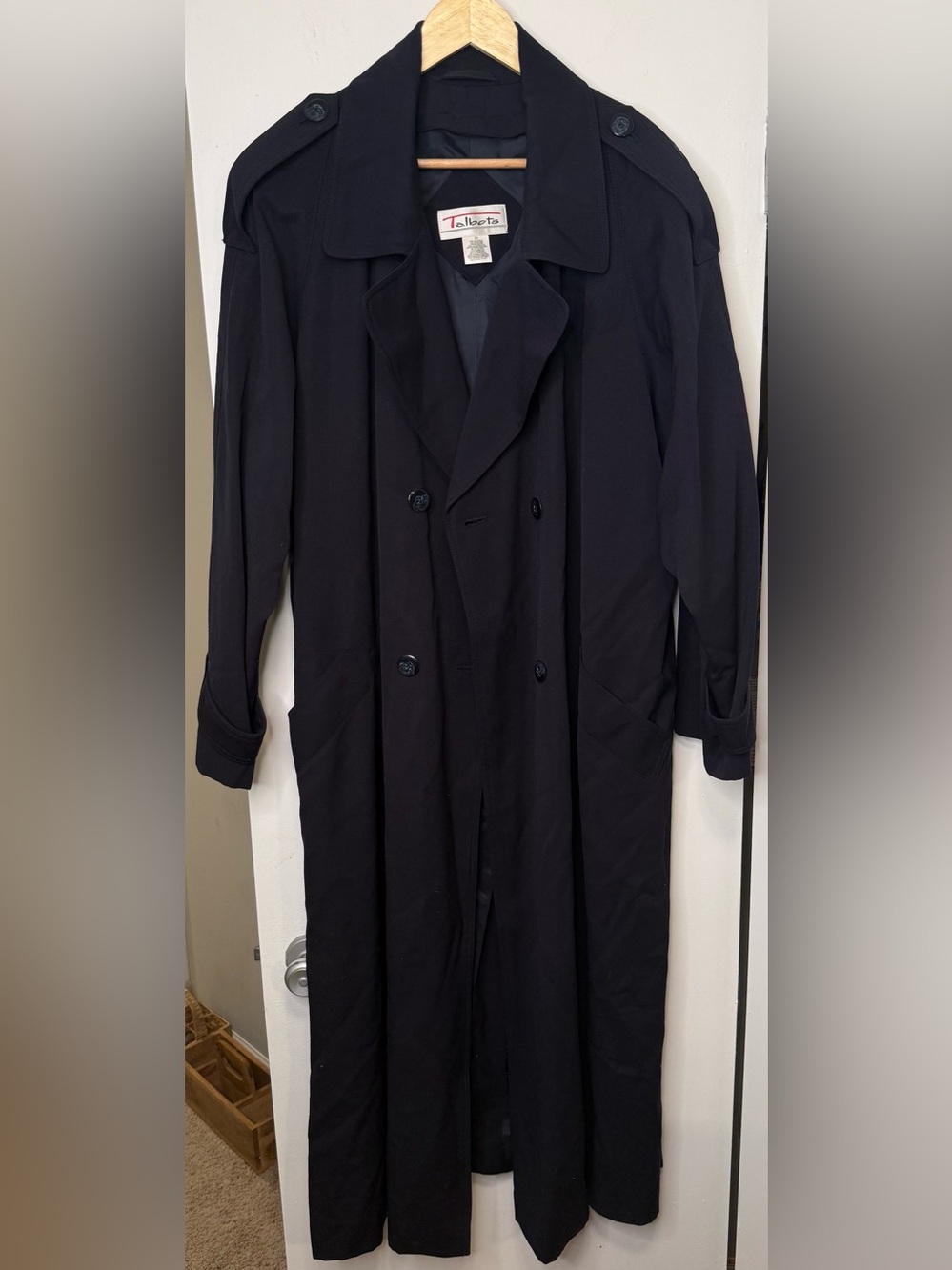 Vintage Talbots Navy Wool Trench Coat Removable Liner Plus Size 20